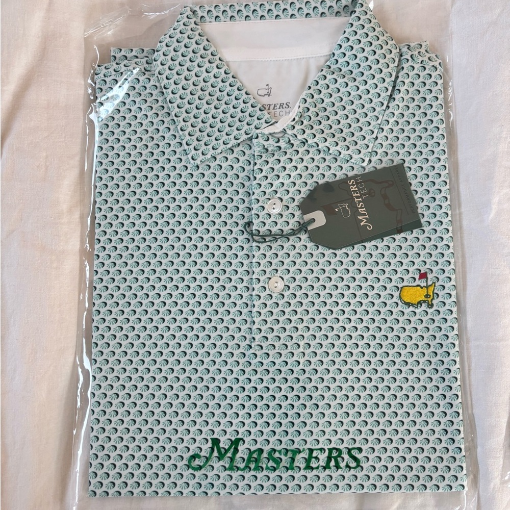 Masters Light Green Patterned Polo with Yellow Logo